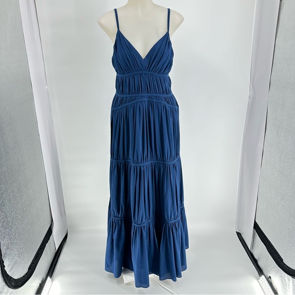 Trina Turk Women Gemma Blue lined Tiered Gathered Ruffles Maxi Dresses Sz 6 - Picture 5 of 13